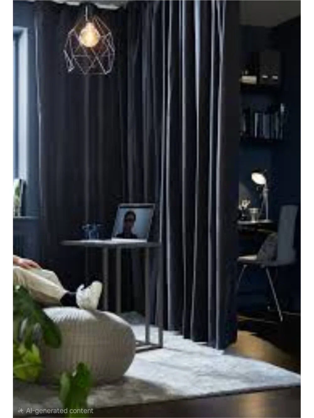 IKEA Sanela Navy Blue Velvet Curtain Panels Set of 2, Darkening 55” x 98